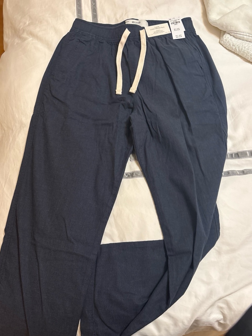 Hollister Men's Navy Drawstring linen Pants